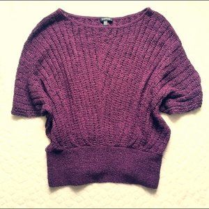 Bebe Dolman Short Sleeve Sweater Burgundy Shimmer